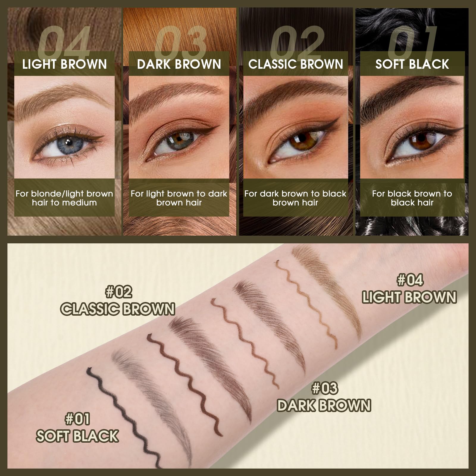 UCANBE dual-ended spoolie brush demonstrating blend and shape control for softer brows