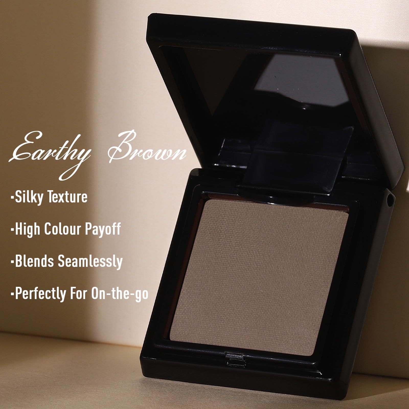 UCANBE brush swatch of Earthy Brown showing strong pigment payoff