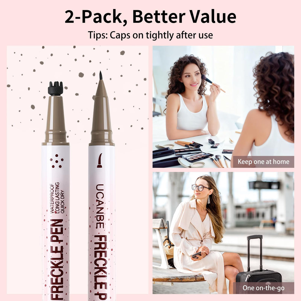 UCANBE pen with fingertip tapping to diffuse freckles for softer finish