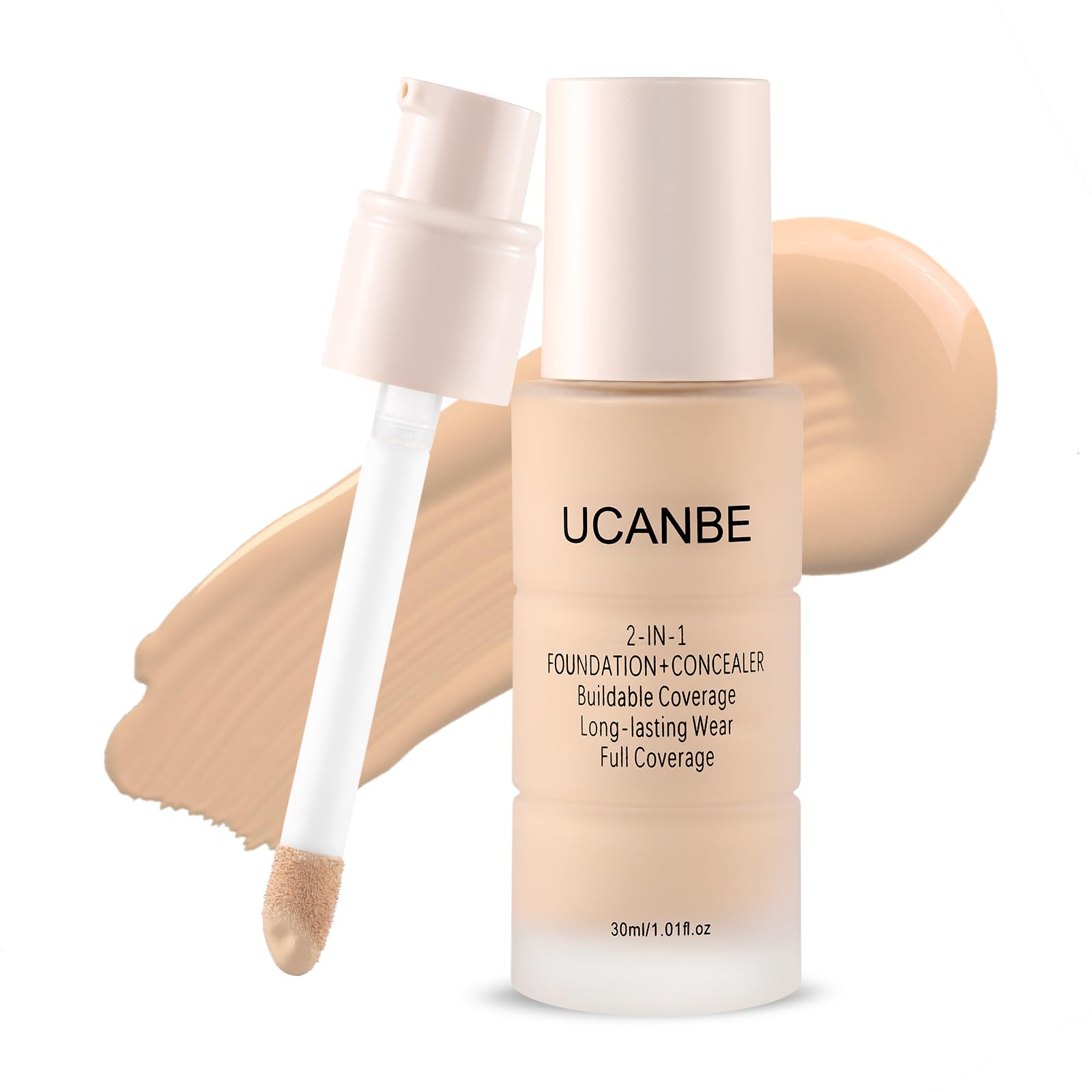 UCANBE front packaging showing shade 06 Warm Honey and dual applicator benefit