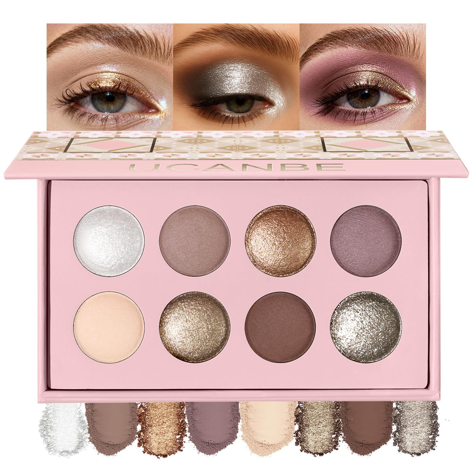 UCANBE front packaging showing palette compact and shade range for travel convenience