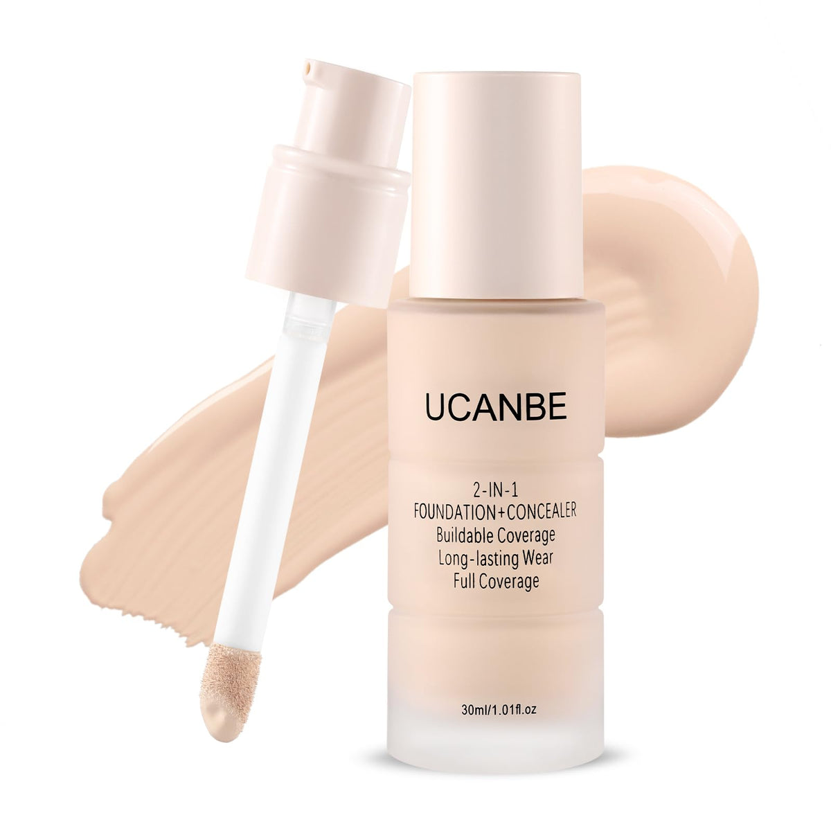 UCANBE front pump in 03 Soft Beige showing compact design and convenience