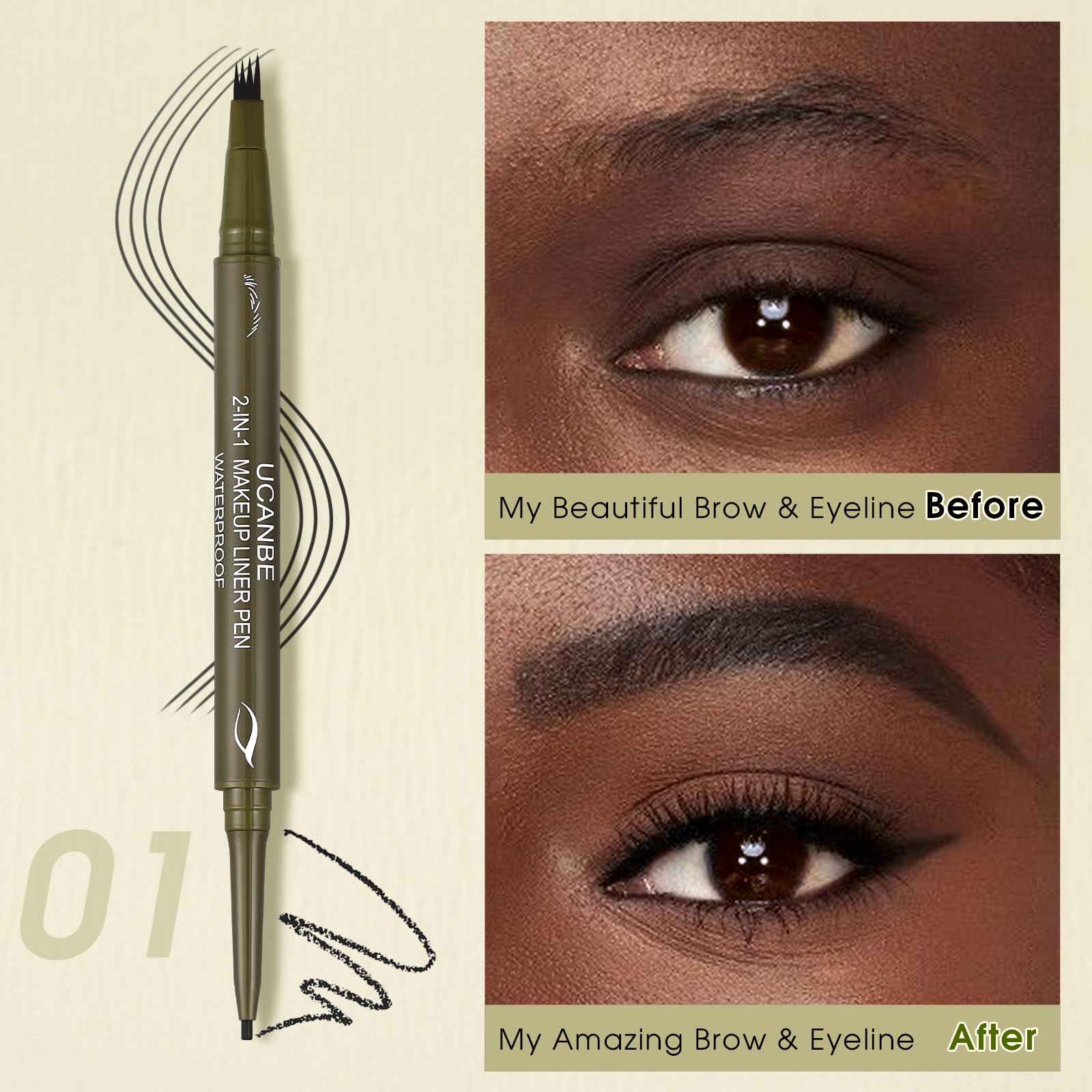 UCANBE gel eyeliner tip detail gliding smoothly for precise, long-lasting lines