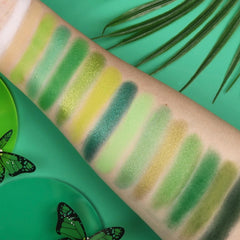 UCANBE eyelook using deep forest and lime shades for dramatic eye definition