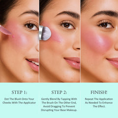 UCANBE applying blush to cheek with angle tip for controlled placement