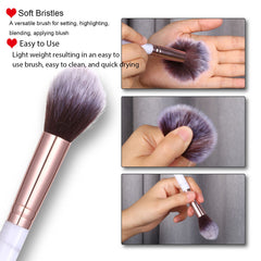 UCANBE palette in use applying blush to cheeks demonstrating natural blended finish