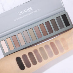 UCANBE eyelid application showing neutral matte and shimmer for day look