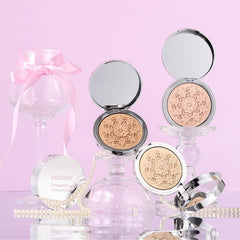 UCANBE lifestyle shot applying powder showing natural matte finish benefit