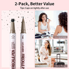 UCANBE freckle pens in a makeup bag ready for on-the-go touch-ups