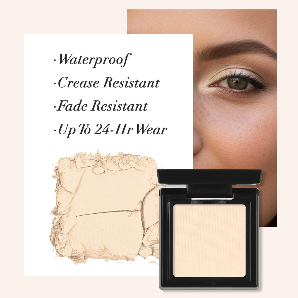 UCANBE applied on eyelid demonstrating smooth coverage and matte finish