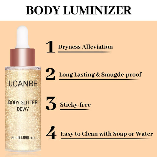 UCANBE liquid texture close-up demonstrating smooth blendable shine