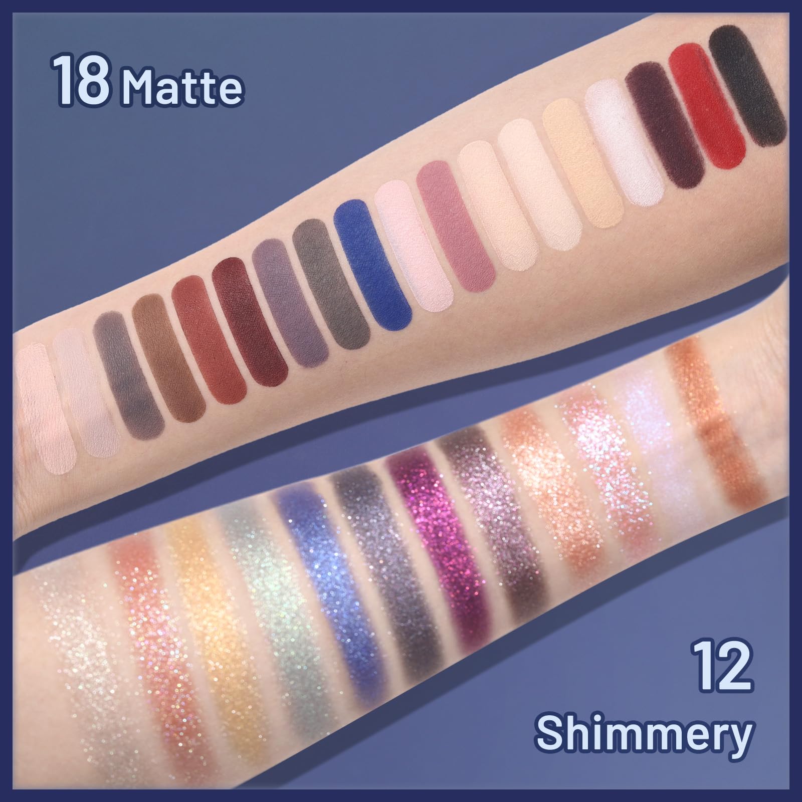 UCANBE metallic and shimmer swatches on skin for luminous payoff