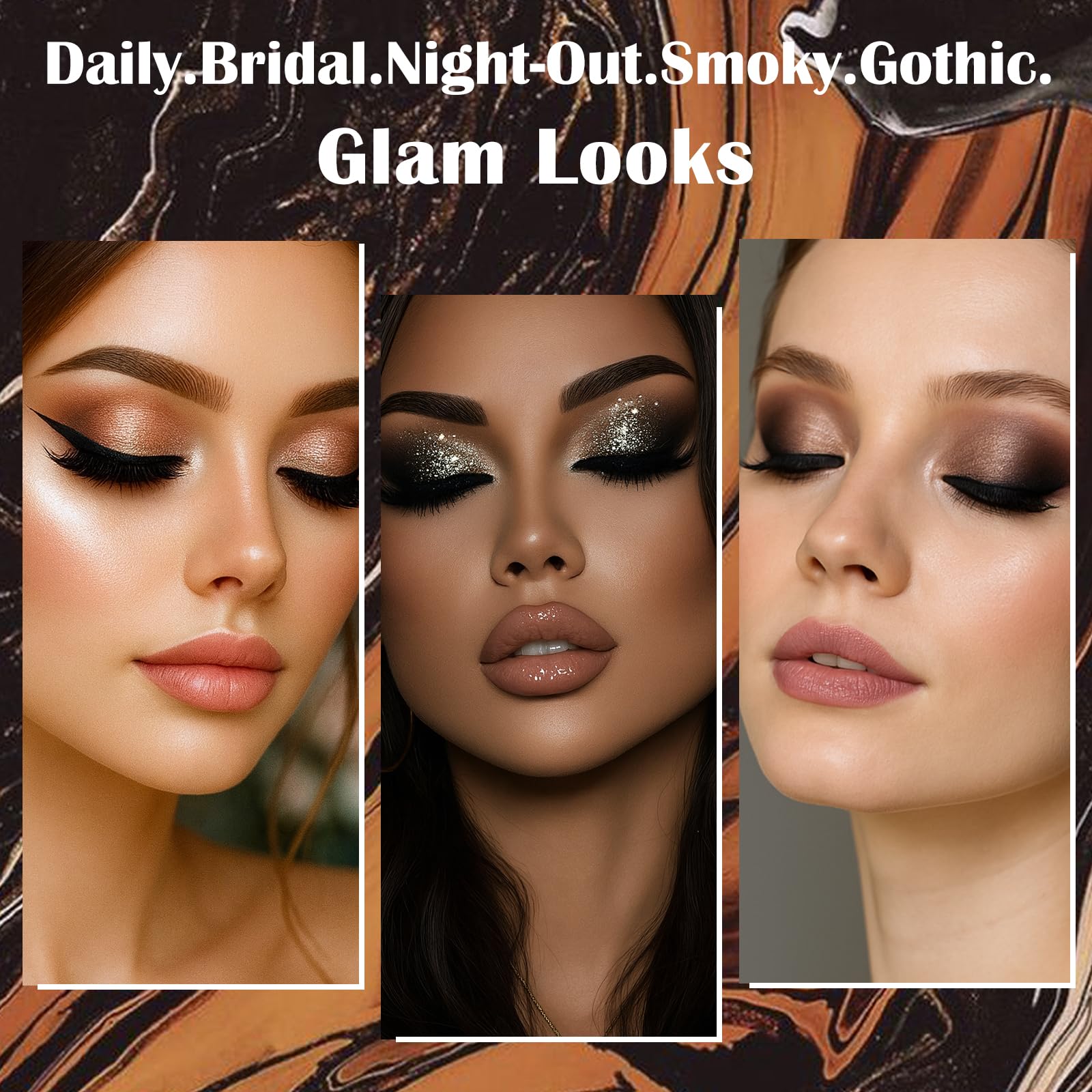 UCANBE Seductress finished nightout makeup look highlighting bold shimmer