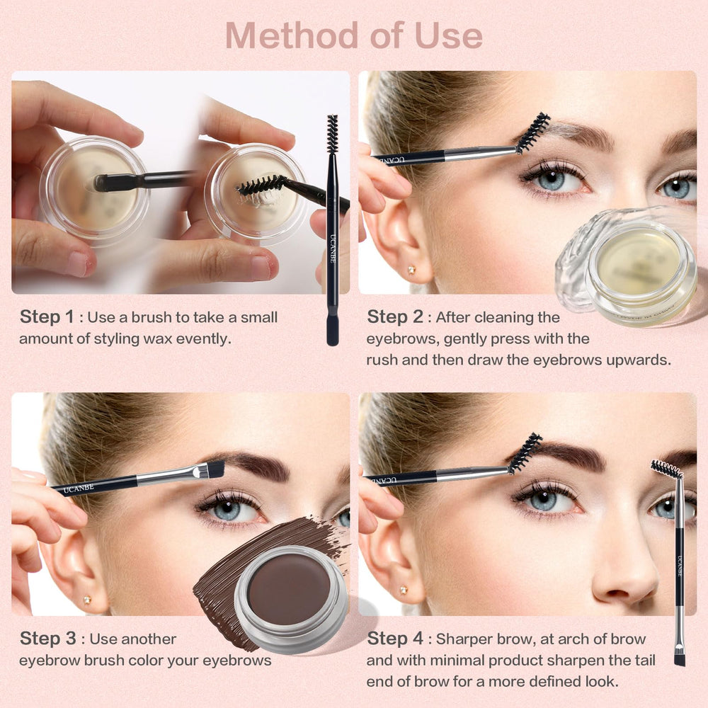 UCANBE model before and after brows demonstrating natural-looking results
