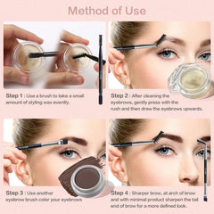 UCANBE model before and after brows demonstrating natural-looking results