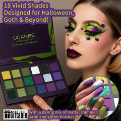 UCANBE open palette top view with 18 shades, ideal for mixing mattes and metallics