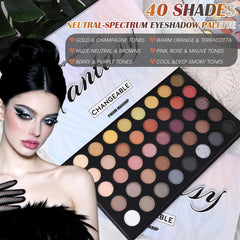 UCANBE flatlay of all 40 neutral and smokey shades for versatile looks