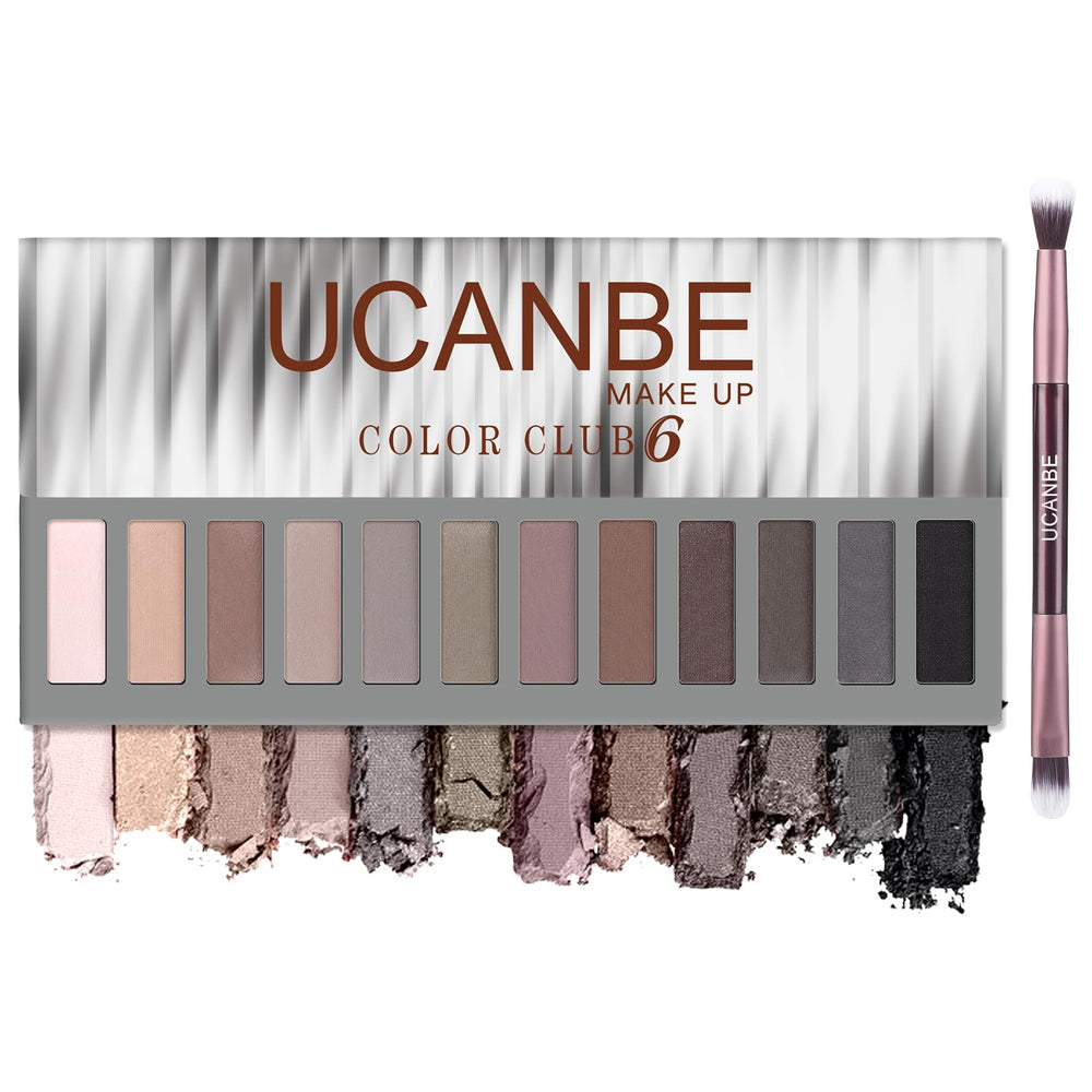 UCANBE palette front view showing twelve neutral shades and compact case for travel