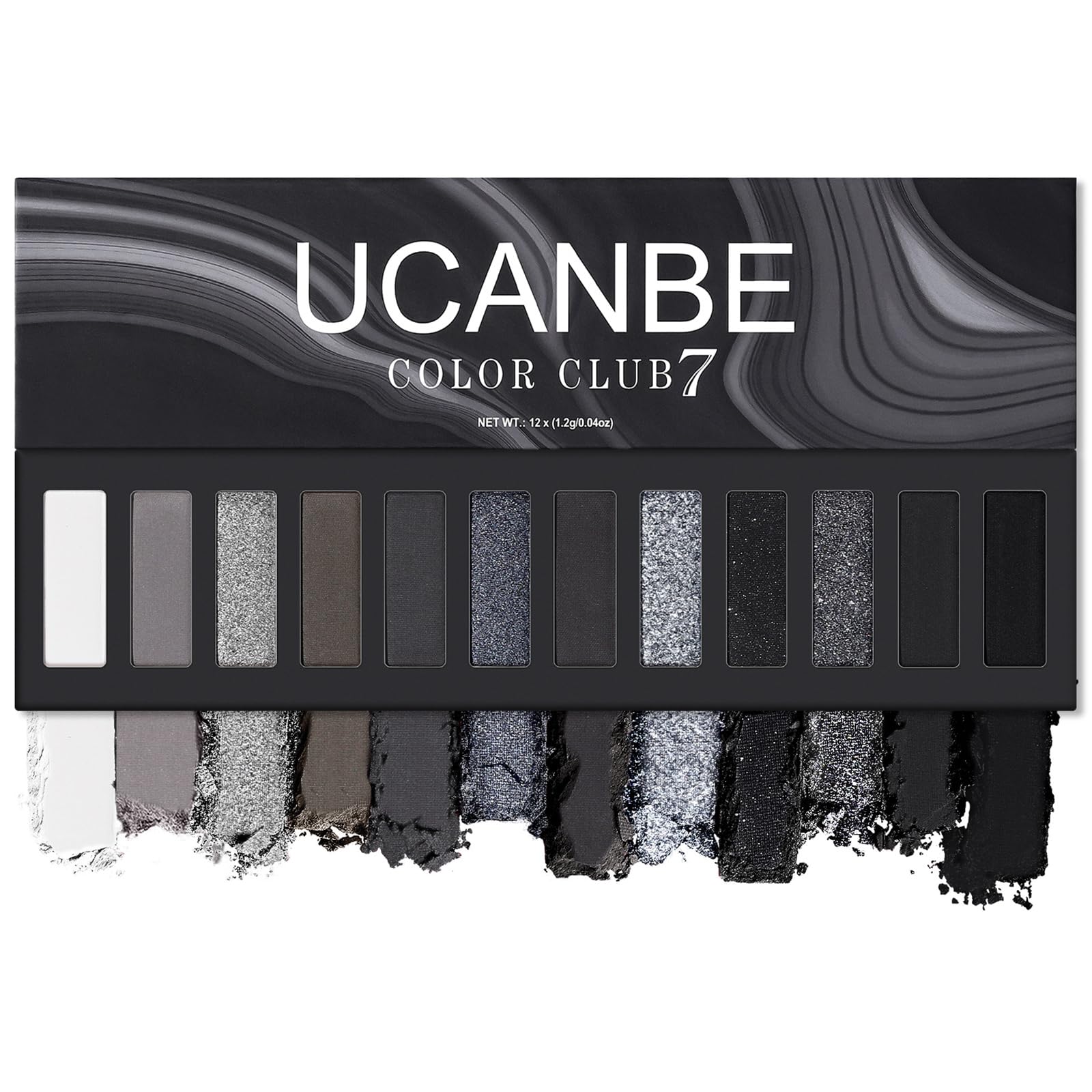 UCANBE palette front view showing 12 shades and clear color range benefit