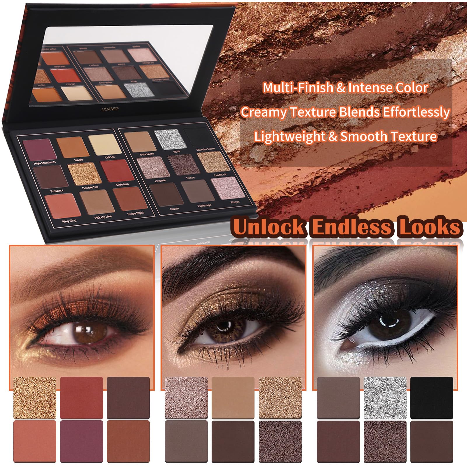 UCANBE Seductress close shot comparing matte and glitter finishes for contrast