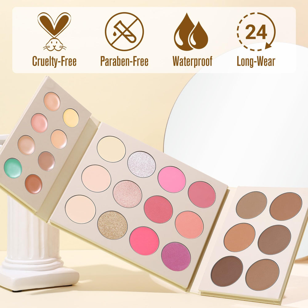 UCANBE palette tucked inside a travel makeup bag for portability benefit
