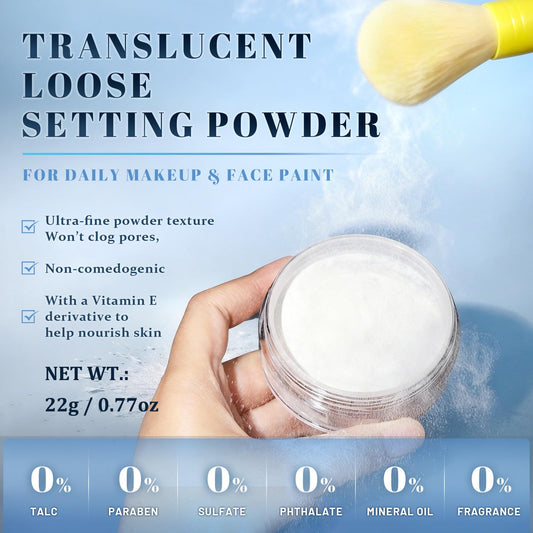 UCANBE loose powder open with sifter, demonstrating easy controlled dispensing benefit