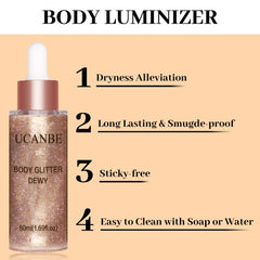 UCANBE dropper closeup dispensing shimmering drops for precise application benefit