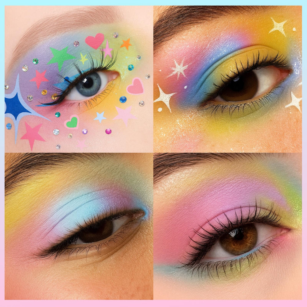 UCANBE Seaform Dreams on model creating bold festival eye showcasing color versatility