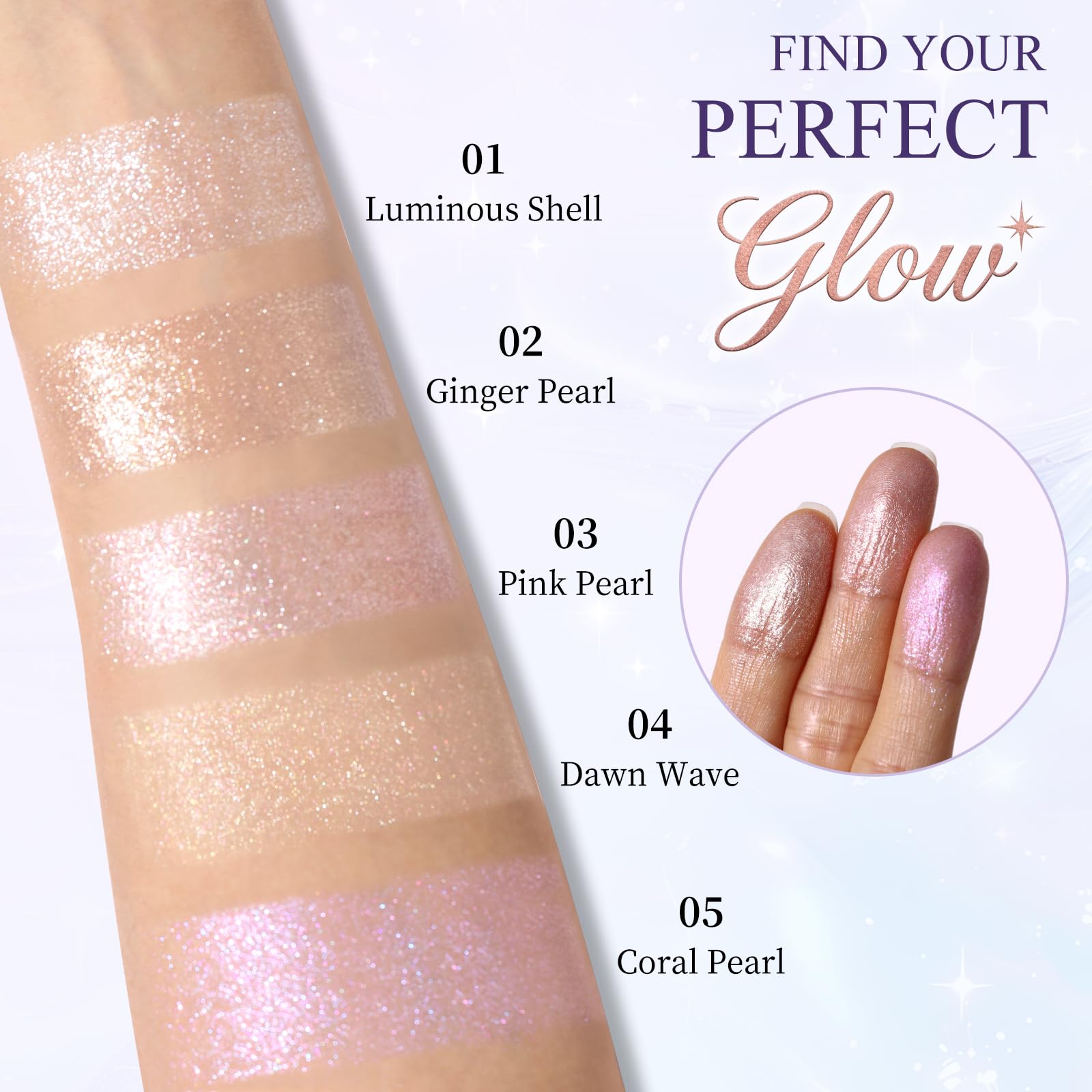 UCANBE close-up shimmer particles reflecting light for luminous finish