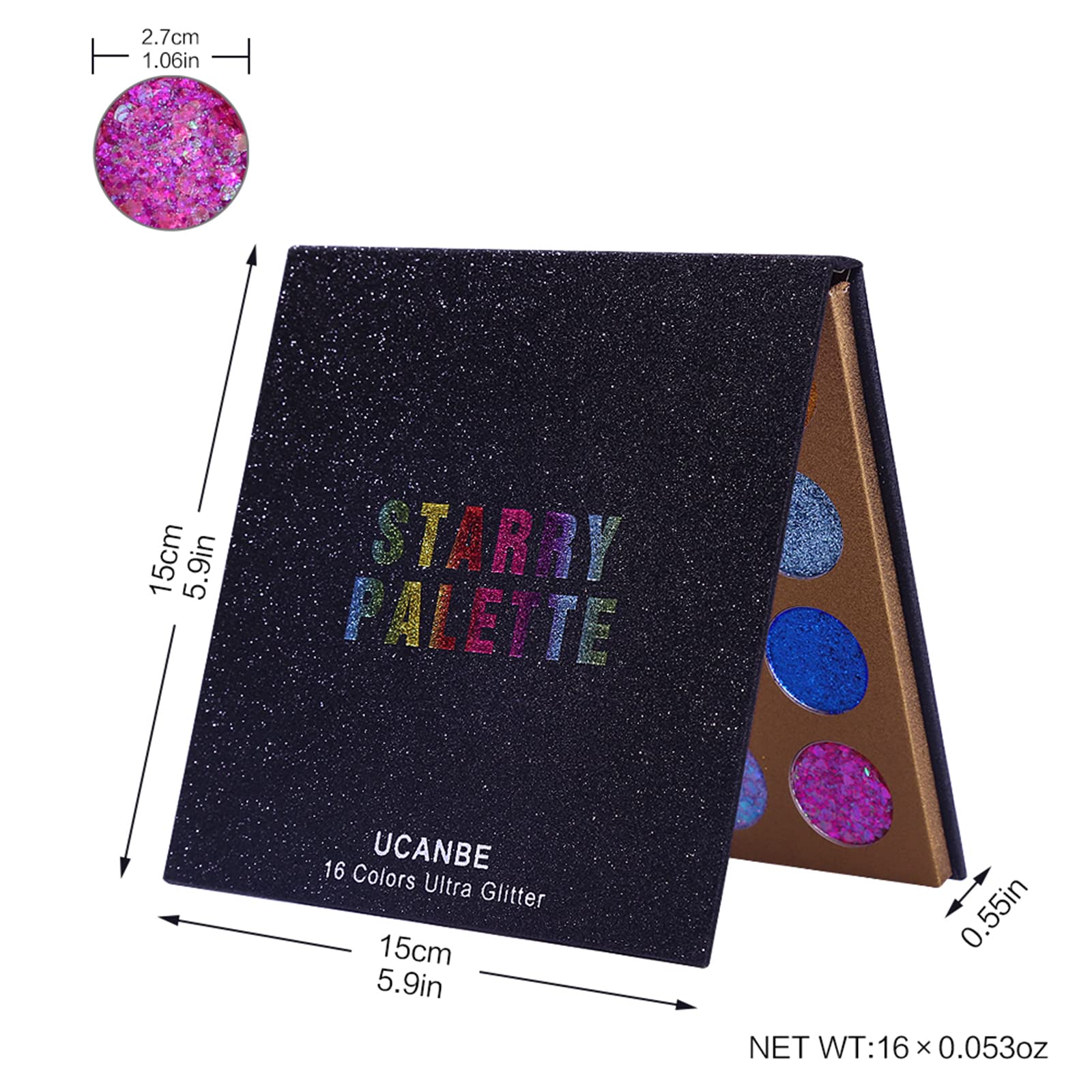 UCANBE palette next to hand showing compact travel-friendly size
