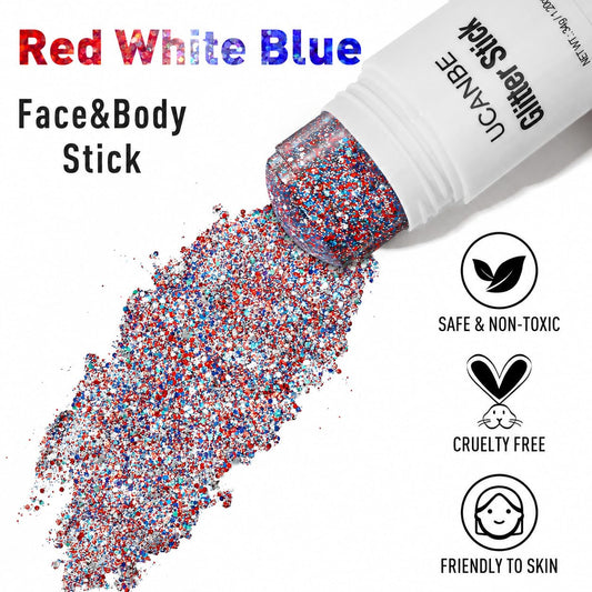UCANBE close-up texture showing chunky and fine glitter particles for intense shine