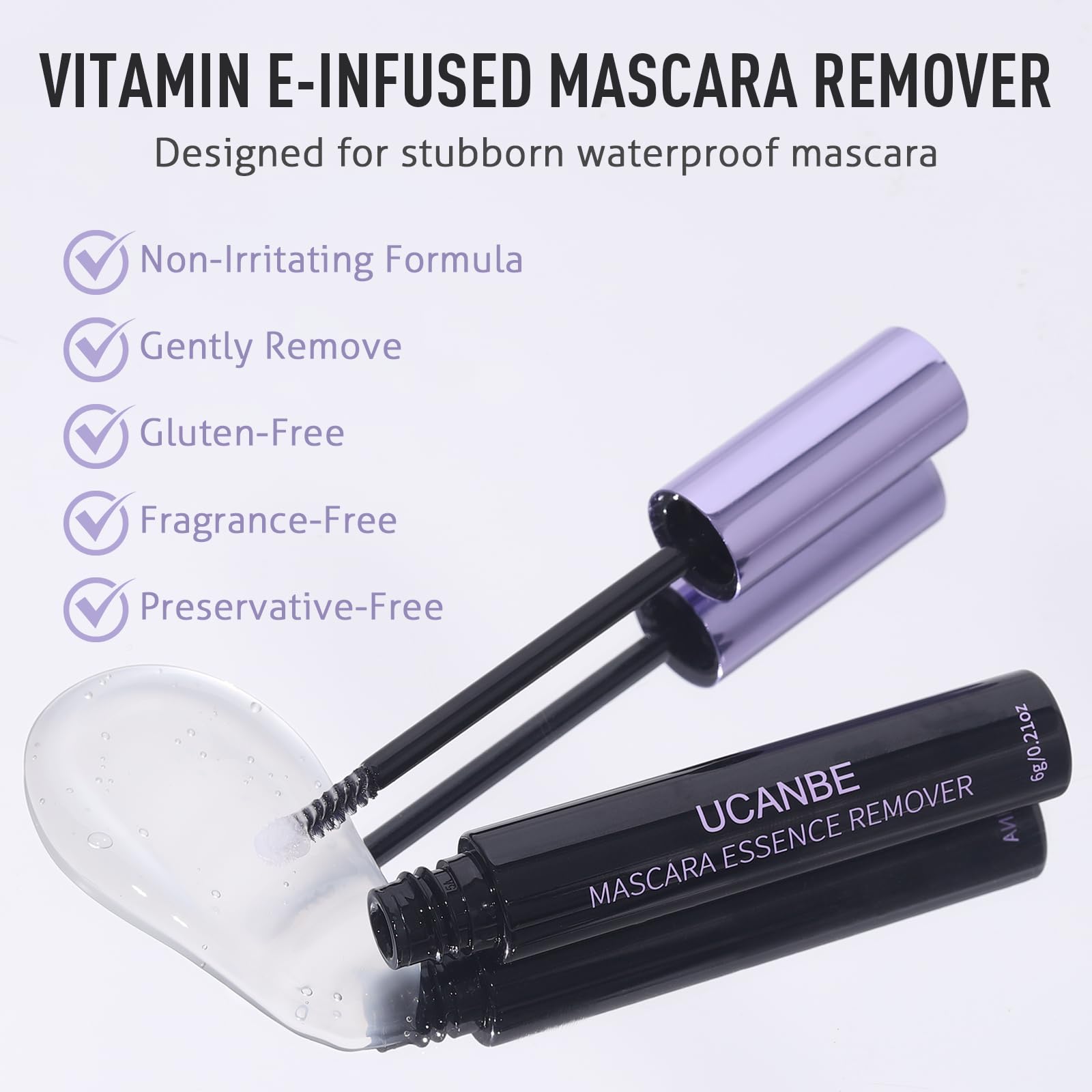 UCANBE oily texture drop demonstrating gentle dissolve of waterproof makeup