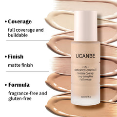 UCANBE creamy texture swatch medium beige showing blendable, matte finish