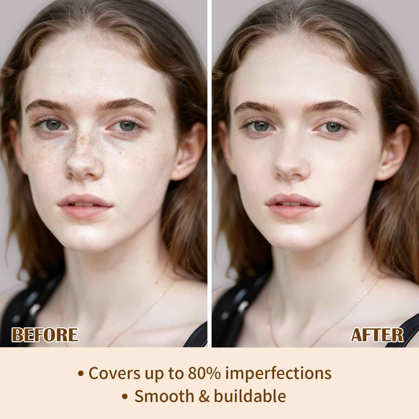 UCANBE texture swatches on skin highlighting buildable, blendable finish