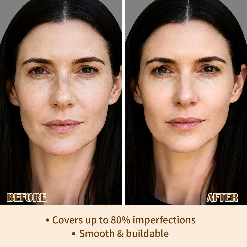 UCANBE texture swirled on skin showing smooth, blendable coverage and a soft-matte finish benefit