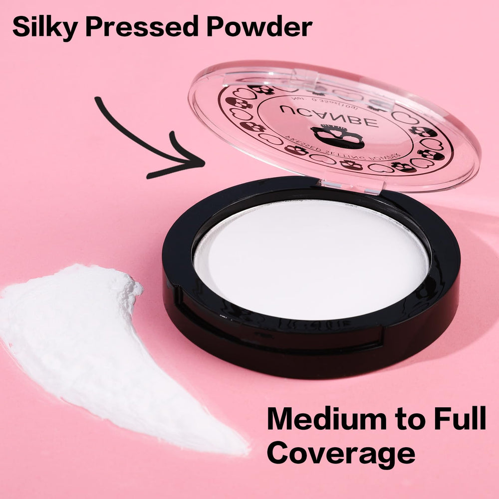 UCANBE powder applied on model creating matte white base benefit