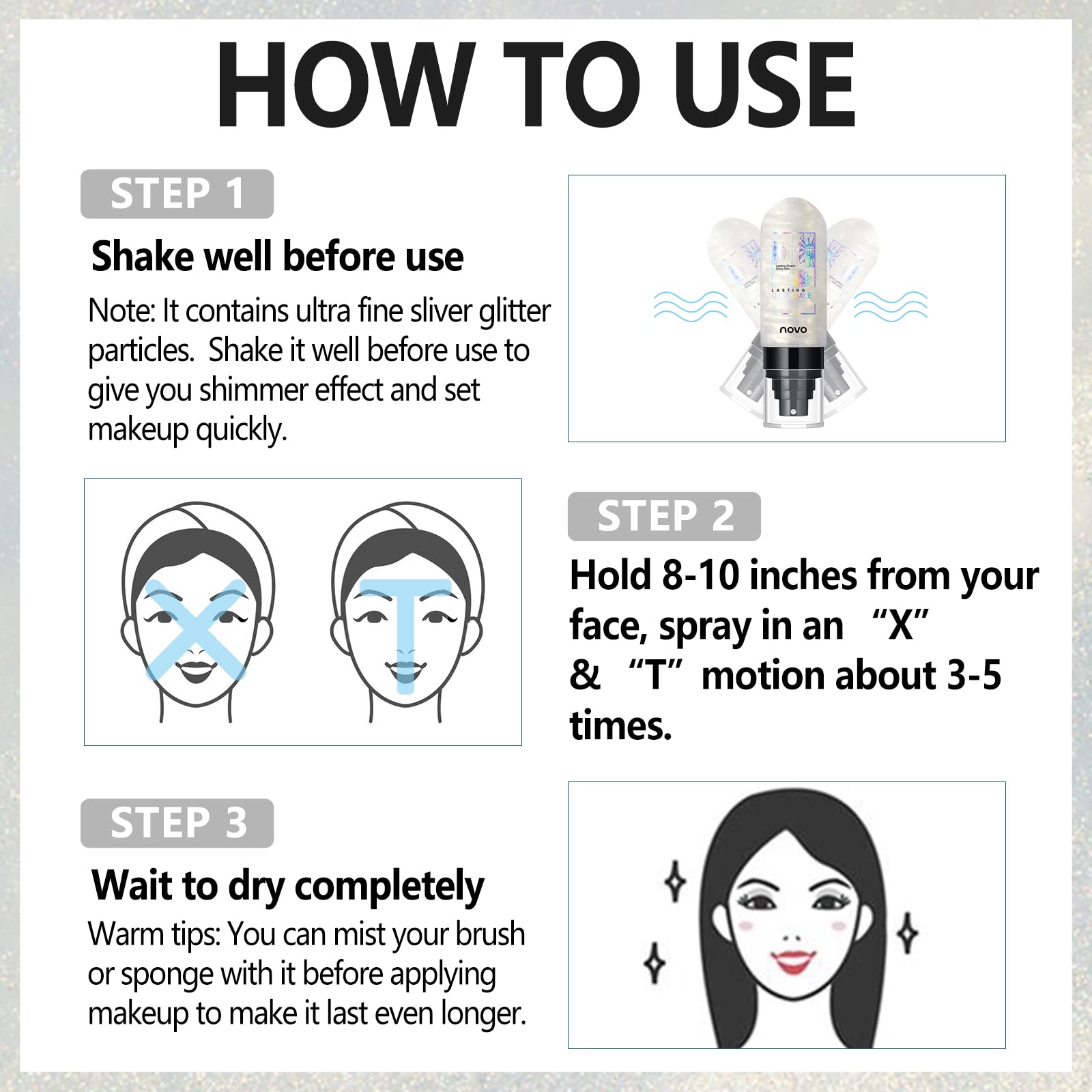 UCANBEMAKEUP being sprayed onto a makeup brush, suggests intensified color and blendability