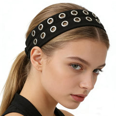 Uchyius headband worn by model in street outfit showing styling benefit