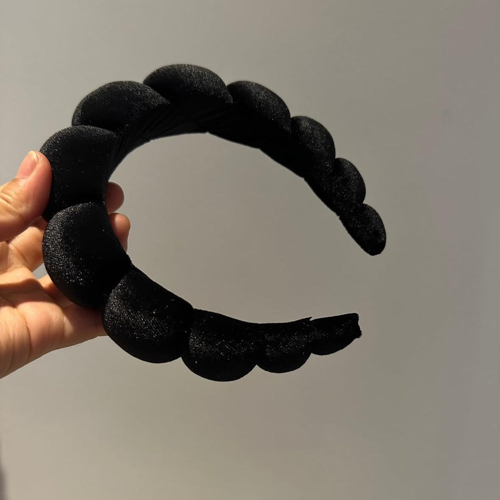 Uchyius headband in use styling on model adding polished look benefit