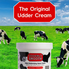 Udderly Smooth in bathroom setting suggesting daily post-shower use