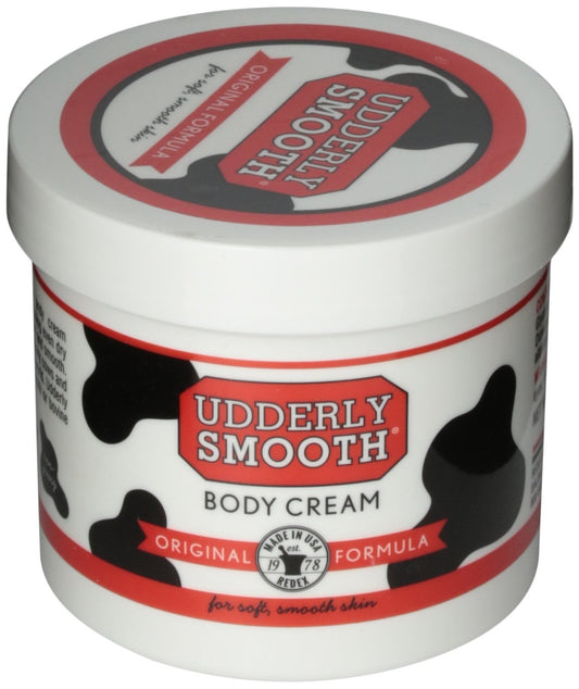 Udderly Smooth tube front view showing label and 10 oz size, demonstrating reliable hydration