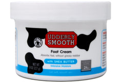 Udderly Smooth foot cream jar front shows brand and size for reliable hydration