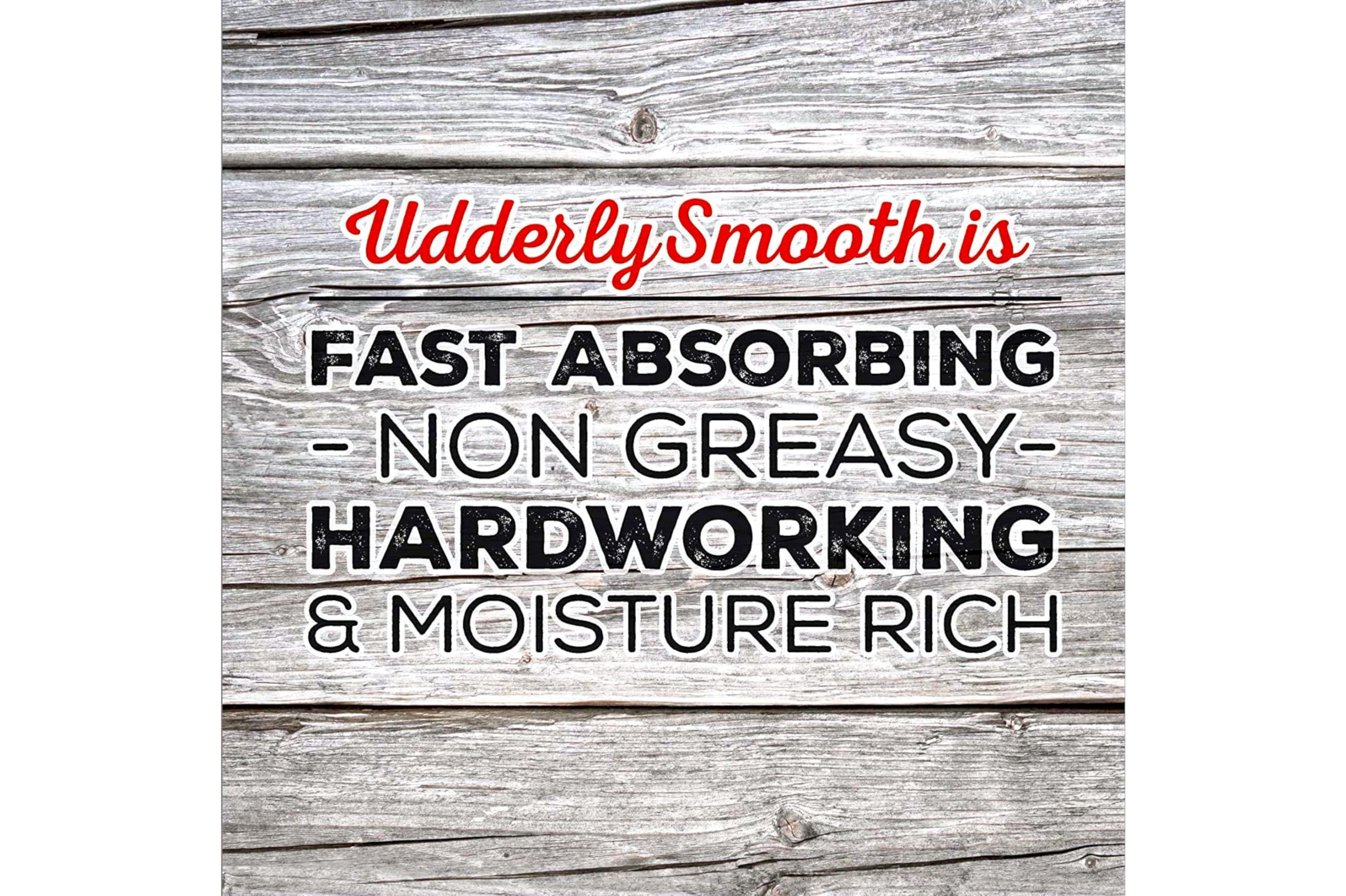 Udderly Smooth dollop on fingertip showing rich cream for targeted care