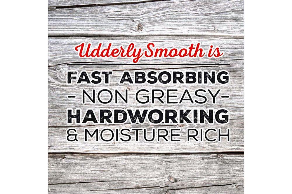 Udderly Smooth dollop on fingertip showing rich cream for targeted care