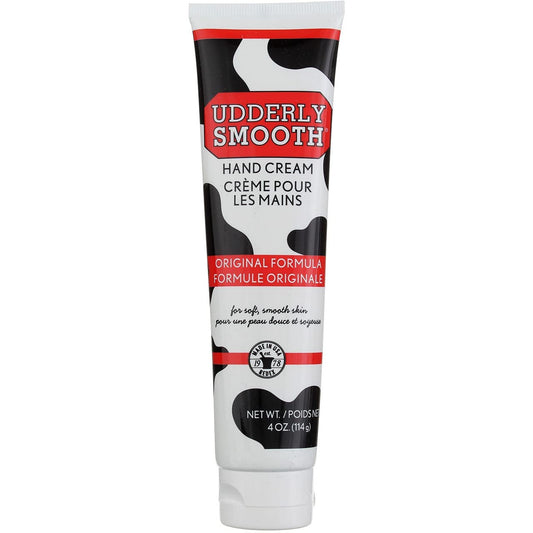Udderly Smooth front packaging showing two 4 oz tubes and clear product benefit