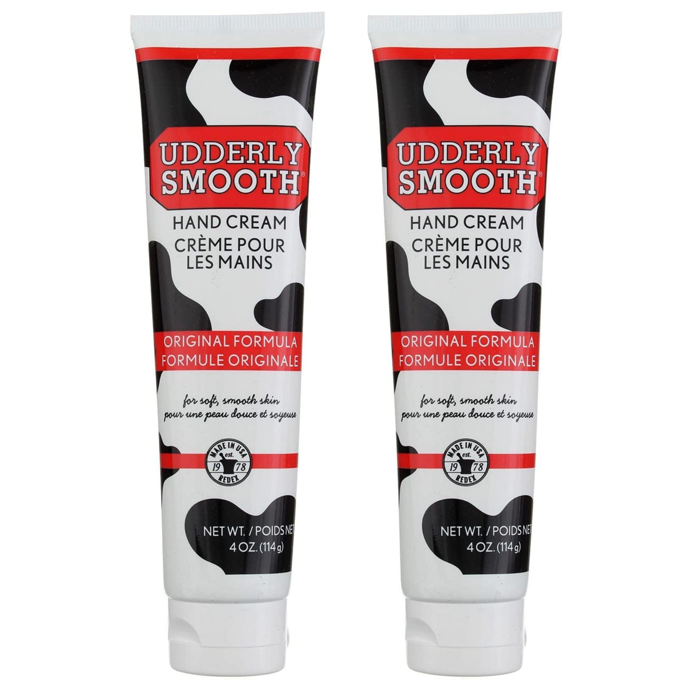 Udderly Smooth front tube showing brand and original formula benefit