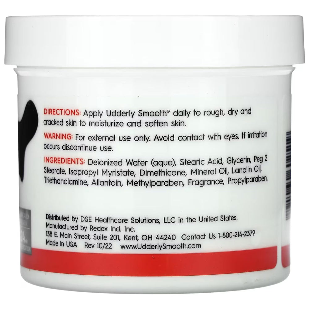 Udderly Smooth 10 oz jar next to everyday items showing scale