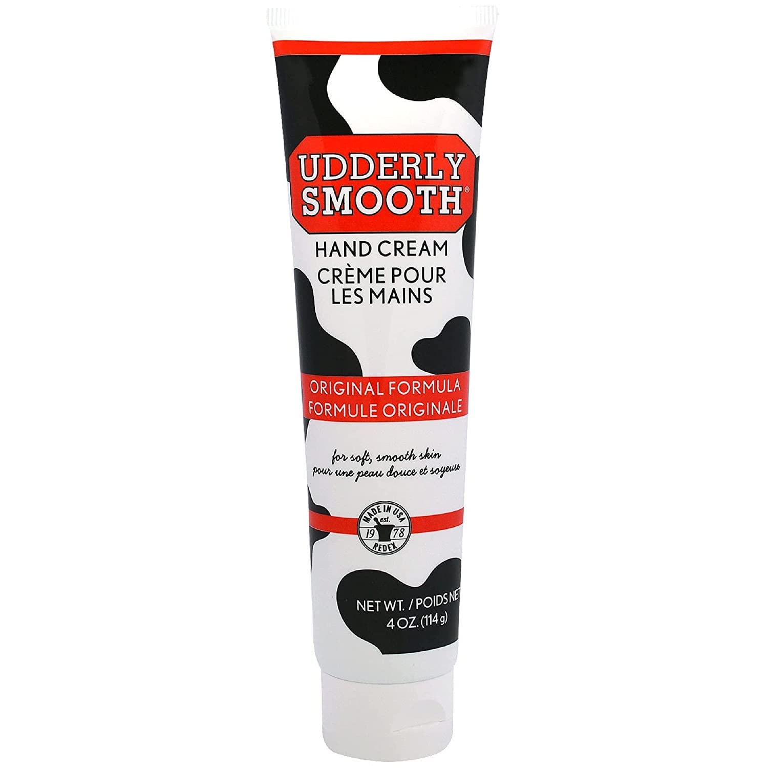 Udderly Smooth label closeup showing product name and light-scent feature
