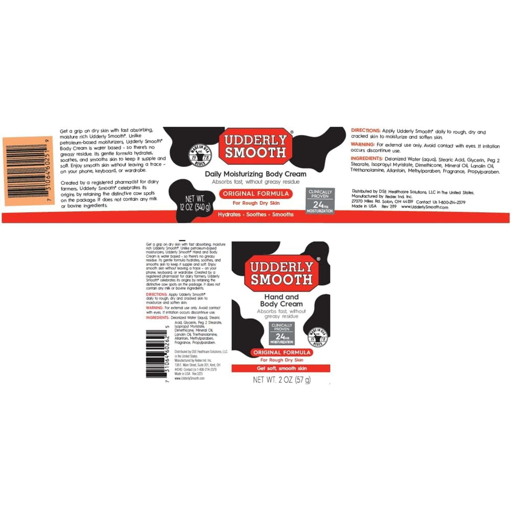 Udderly Smooth label close-up noting made in USA quality assurance