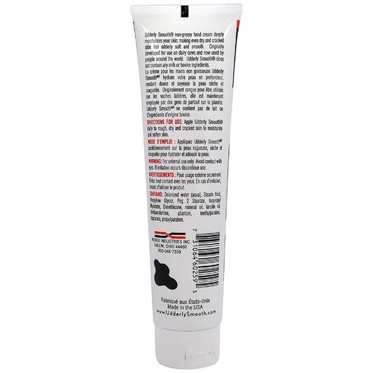 Udderly Smooth open tube with cream dollop highlighting easy dispensing and hydration